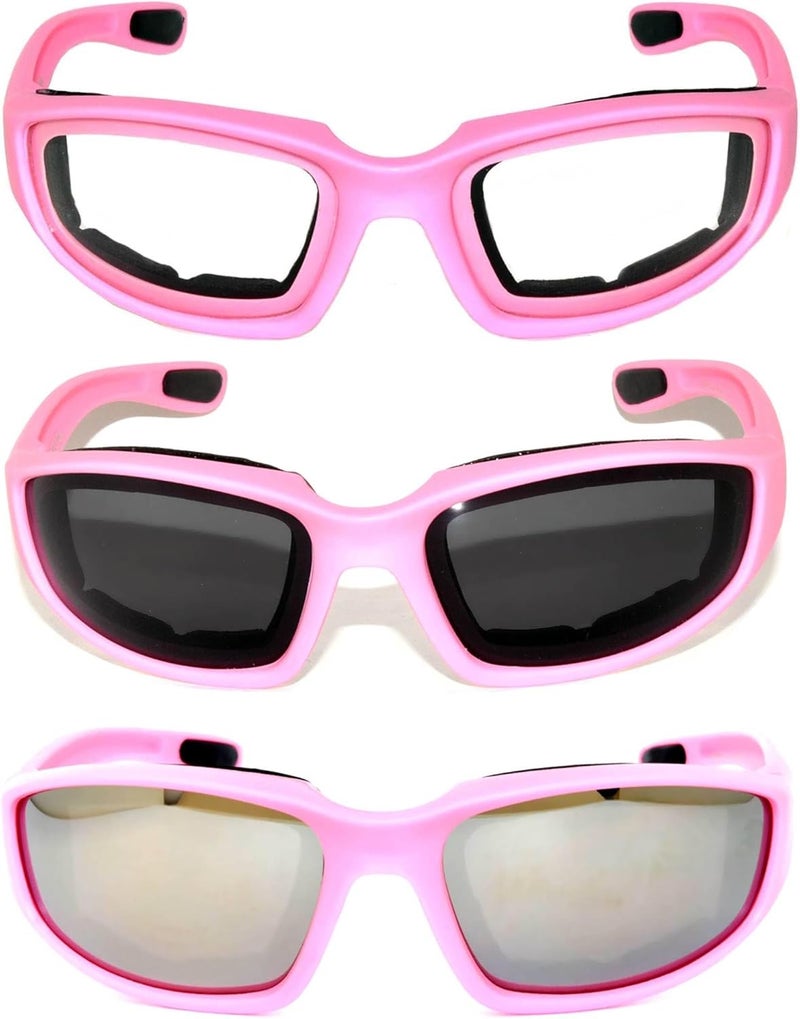 OWL Motorcycle Riding Sport Sunglasses Assorted Color Multipacks, Unisex Foam Padded Wind Blocking Glasses UV400 Protection - Image 2